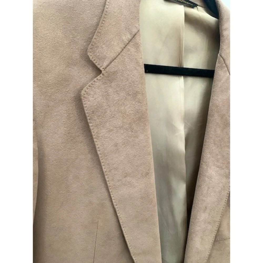 Belridge Vtg Mens Tan Super Soft Suede Leather 2 Button Sport Coat Blazer Jacket